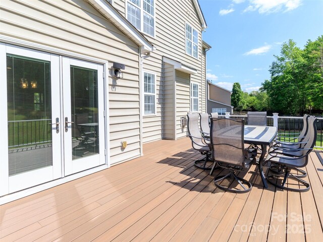 706 Springwood Dr Unit 14, Waxhaw, NC 28173 - wooden terrace featuring french doors and outdoor dining area
