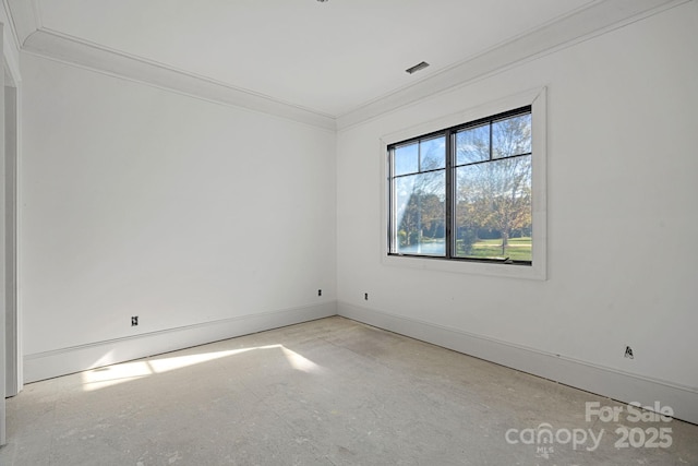 5039 Eliza Long Wilkie Dr, Huntersville, NC 28078 - spare room with baseboards, ornamental molding, and visible vents