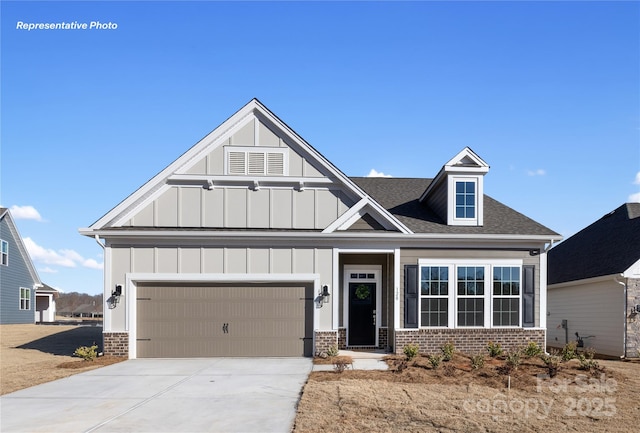 122 N Shayna Rd, Troutman, NC 28166 - craftsman inspired home featuring brick siding, board and batten siding, driveway, and a shingled roof