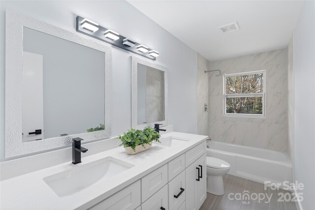 1315 Vickie Ln, Matthews, NC 28104 - full bathroom featuring double vanity and shower / bathtub combination