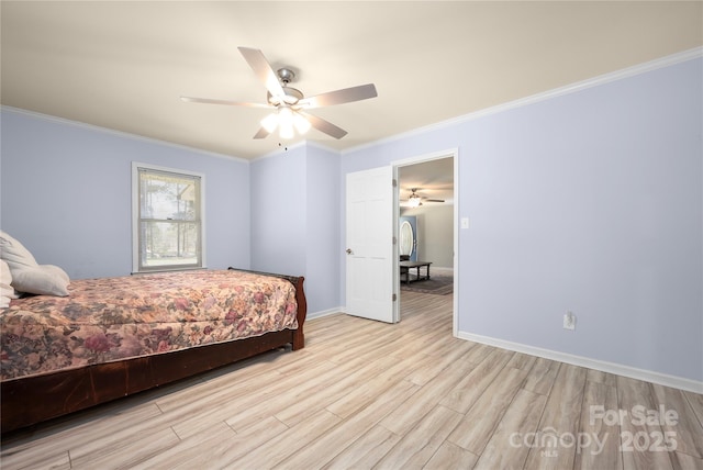 4487 Catawba Burris Rd, Denver, NC 28037 - bedroom featuring ornamental molding, baseboards, ceiling fan, and wood finished floors