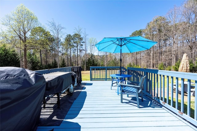 4487 Catawba Burris Rd, Denver, NC 28037 - deck featuring a wooded view and a grill