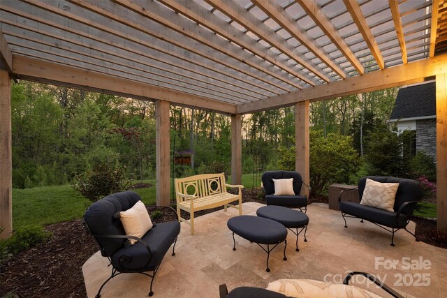 12912 Bailey Rd, Cornelius, NC 28031 - view of patio with a pergola and an outdoor living space