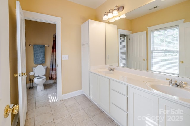 734 E 10th St, Charlotte, NC 28202 - full bathroom with a sink, toilet, visible vents, and tile patterned flooring