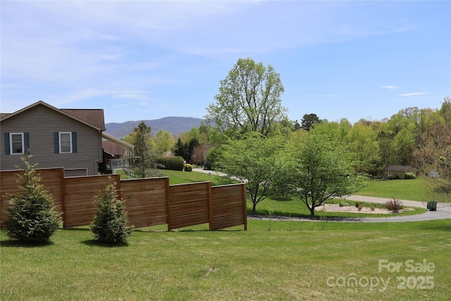 view of yard featuring a mountain view