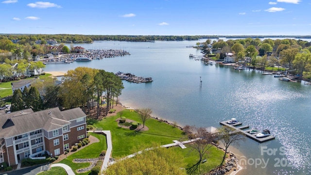 7844 Village Harbor Dr, Cornelius, NC 28031 - drone / aerial view featuring a water view