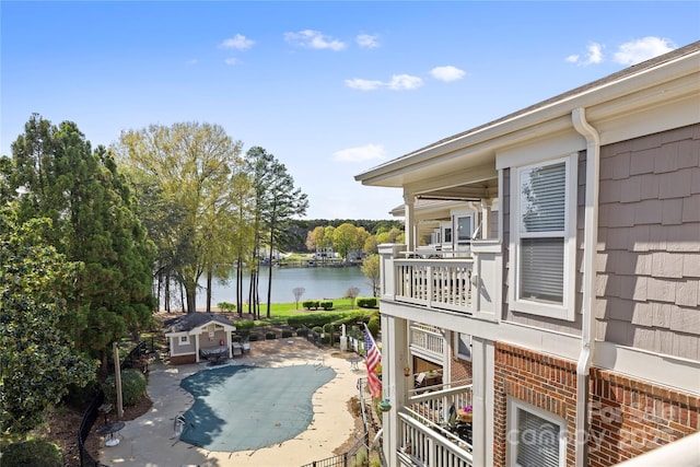 7844 Village Harbor Dr, Cornelius, NC 28031 - exterior space with a balcony and a water view
