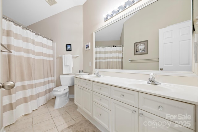 7844 Village Harbor Dr, Cornelius, NC 28031 - bathroom with tile patterned floors, visible vents, toilet, and a sink