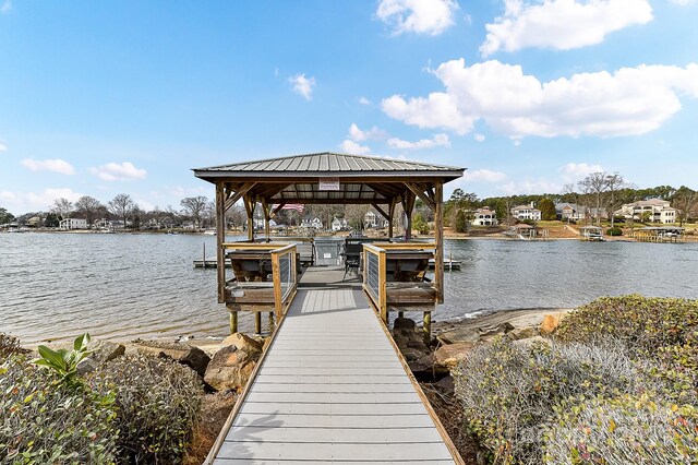 7844 Village Harbor Dr, Cornelius, NC 28031 - dock area featuring a water view and a gazebo