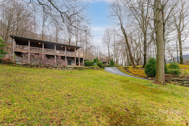 39 Antler Springs Way, Maggie Valley, NC 28751 - view of green lawn with a wooden deck