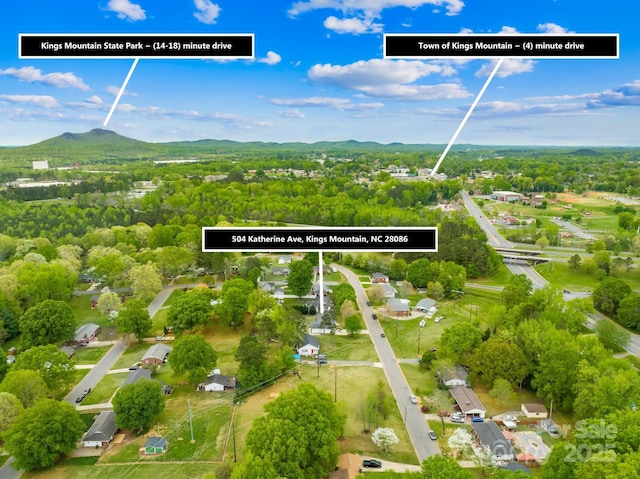 birds eye view of property with a mountain view