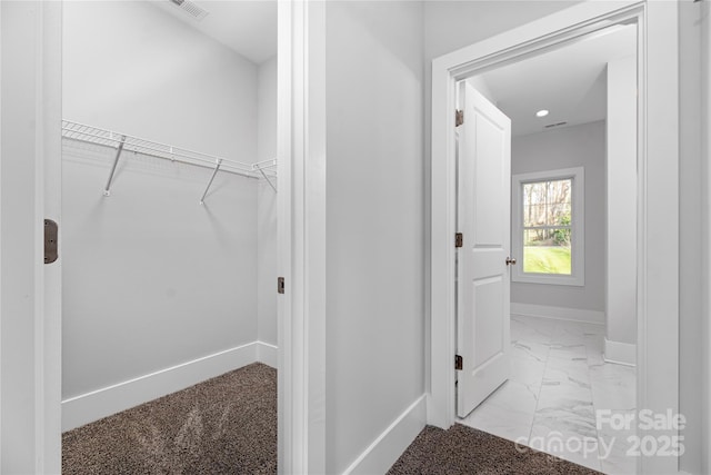 9849 Rich Hatchet Rd, Huntersville, NC 28078 - interior space with marble finish floor, recessed lighting, baseboards, and visible vents
