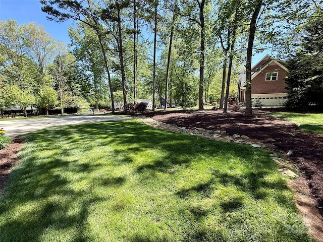 view of yard with an attached garage