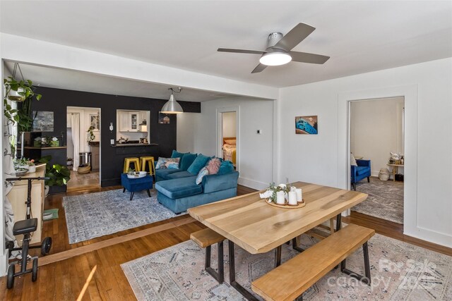 21 Hilldale Rd, Asheville, NC 28803 - living room featuring baseboards, ceiling fan, and hardwood / wood-style flooring