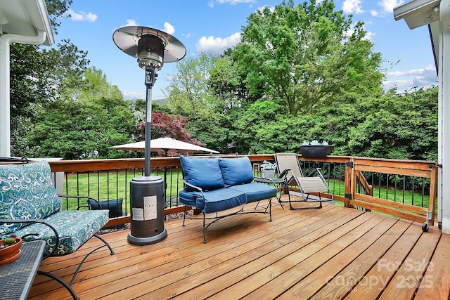 1214 Foxfield Rd, Waxhaw, NC 28173 - wooden deck featuring a yard and view of wooded area