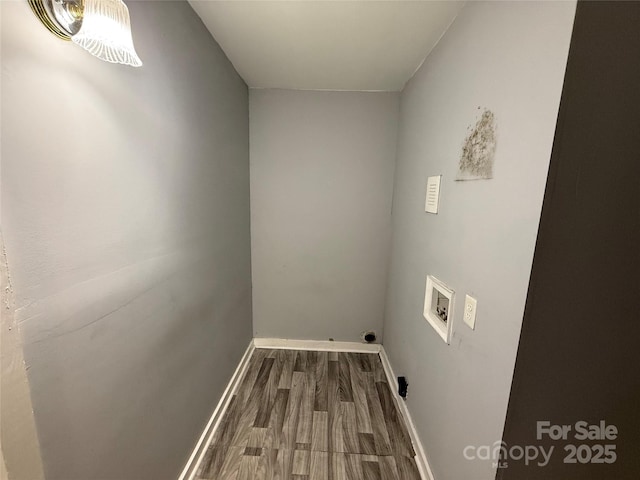 3316 Queens Ln Unit 10, Gastonia, NC 28052 - laundry room featuring baseboards, laundry area, dark wood-type flooring, and hookup for a washing machine