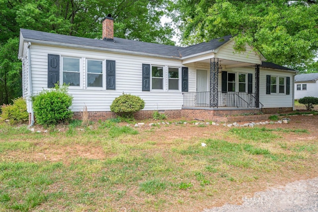 201 Lee Black Rd, Cherryville, NC 28021 - ranch-style home with a chimney, crawl space, and covered porch