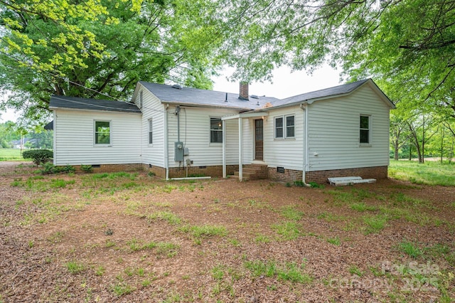 201 Lee Black Rd, Cherryville, NC 28021 - back of house with crawl space and a chimney