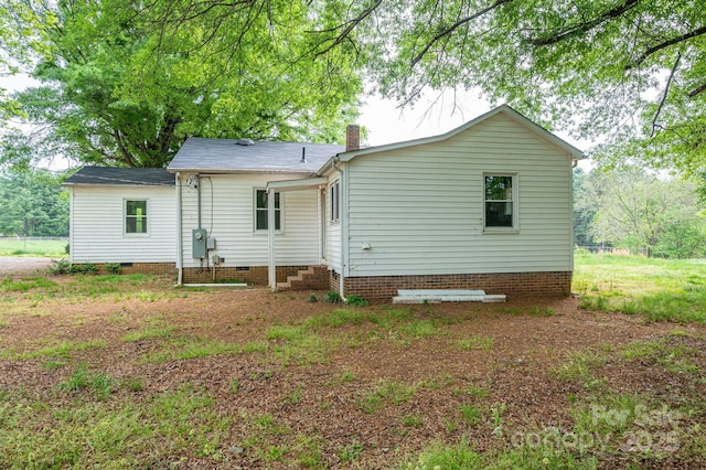 201 Lee Black Rd, Cherryville, NC 28021 - back of house with crawl space and a chimney