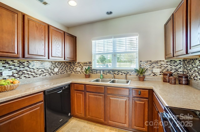 309 River Clay Rd, Fort Mill, SC 29708 - kitchen featuring black dishwasher, brown cabinetry, a sink, and range with electric cooktop