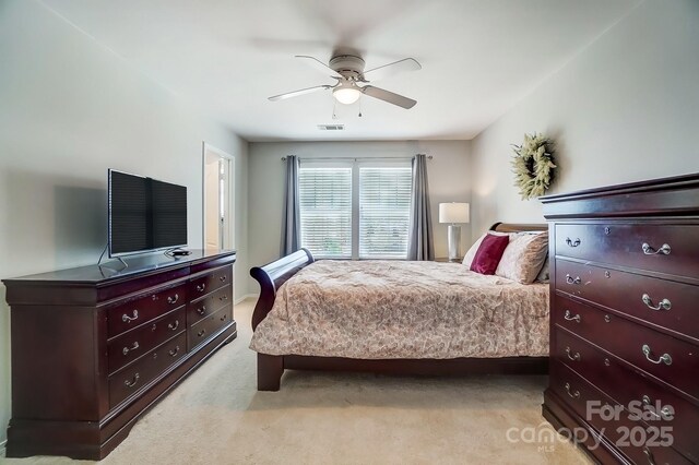 309 River Clay Rd, Fort Mill, SC 29708 - bedroom with visible vents, light colored carpet, and ceiling fan