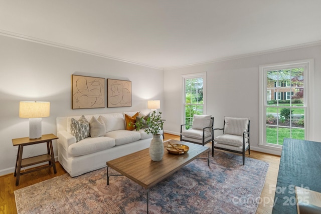 5125 Winding Brook Rd, Charlotte, NC 28226 - living area with crown molding, baseboards, and wood finished floors