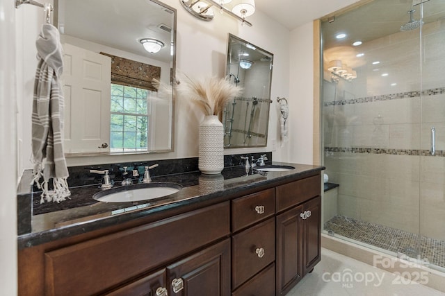 5125 Winding Brook Rd, Charlotte, NC 28226 - full bath featuring double vanity, a sink, and a stall shower