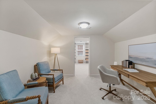 5125 Winding Brook Rd, Charlotte, NC 28226 - carpeted office space with baseboards, vaulted ceiling, and visible vents