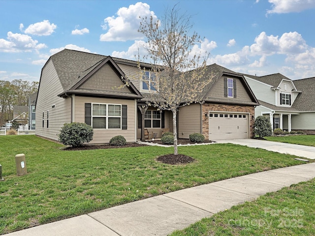 4425 Marlay Park, Indian Trail, NC 28079 - view of front of property with concrete driveway, a garage, a front yard, and a shingled roof