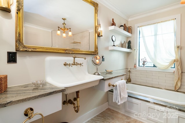 144 Miller Dr, Tryon, NC 28782 - full bathroom with a sink, ornamental molding, and a bath