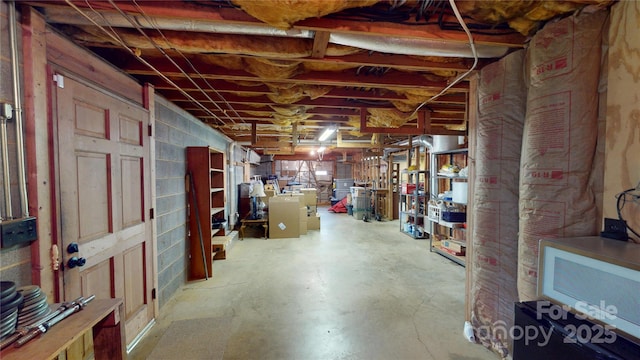 unfinished below grade area with concrete block wall