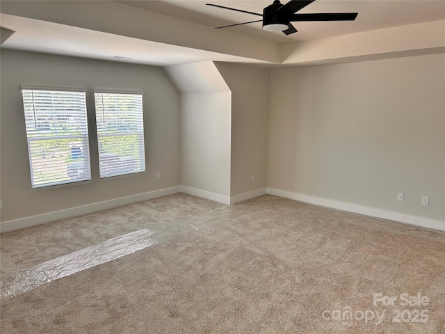 1218 Fall Day Cir SW, Lenoir, NC 28645 - empty room featuring carpet flooring, ceiling fan, and vaulted ceiling