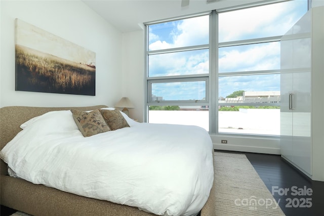 bedroom featuring dark wood finished floors