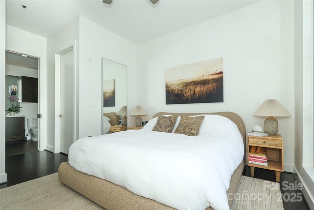 bedroom with wood finished floors