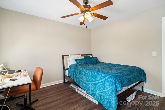 6354 Old Pineville Rd Unit F, Charlotte, NC 28217 - bedroom with baseboards, ceiling fan, and wood finished floors
