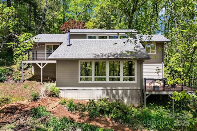 27 Stokes Dr, Asheville, NC 28805 - back of house with a balcony, roof with shingles, and a wooden deck