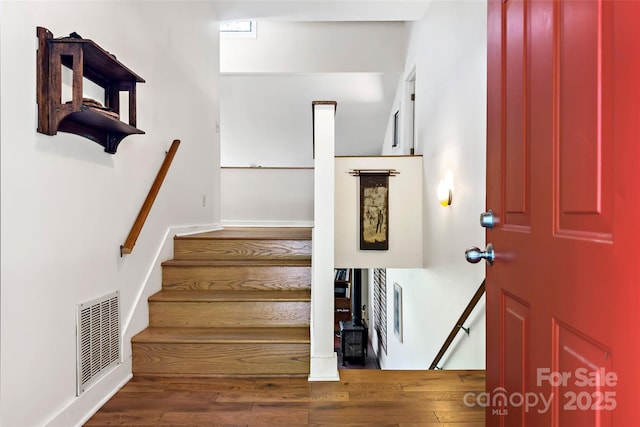 27 Stokes Dr, Asheville, NC 28805 - stairway featuring wood finished floors