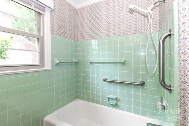 783 Carpenter Ave, Mooresville, NC 28115 - bathroom featuring healthy amount of natural light, shower / tub combination, and ornamental molding