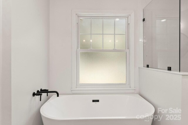 6614 Old Providence Rd, Charlotte, NC 28226 - bathroom with a freestanding tub and tiled shower