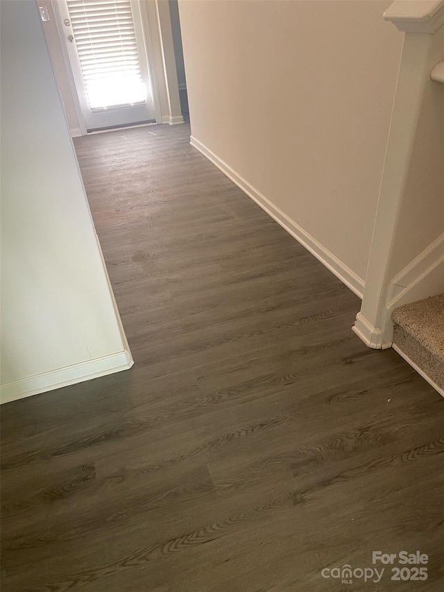 438 Phifer Rd, Kings Mountain, NC 28086 - hallway featuring dark wood-style floors and stairs