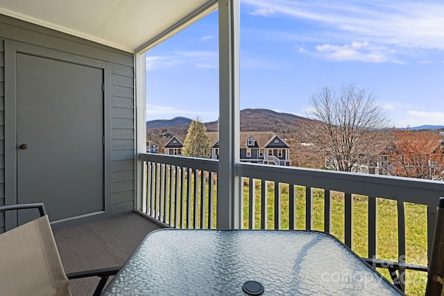 balcony with a mountain view