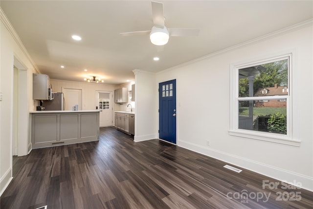 2741 Cowles Rd, Charlotte, NC 28208 - kitchen with dark wood-style floors, visible vents, light countertops, and a sink