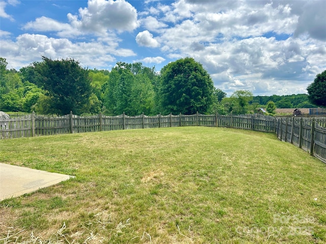 view of yard featuring a fenced backyard