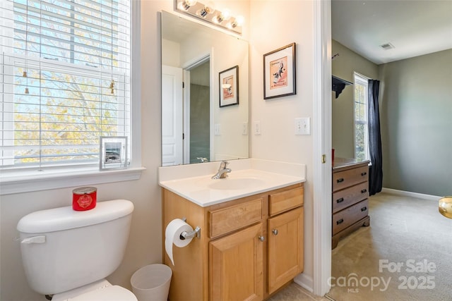 7554 Coastal Way, Huntersville, NC 28078 - bathroom featuring toilet, vanity, baseboards, and visible vents