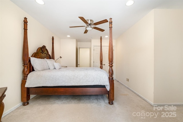 119 Lakenheath Ln, Matthews, NC 28105 - bedroom with baseboards, recessed lighting, and light colored carpet