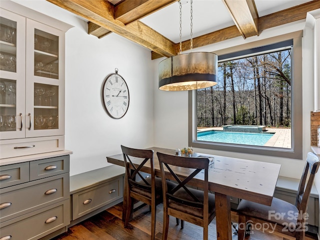59 W Bradford Hill Rd, Mills River, NC 28759 - dining area featuring dark wood-style floors and beam ceiling