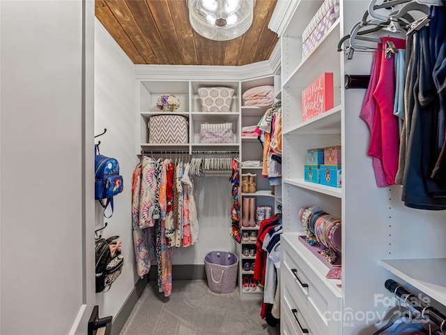 spacious closet with carpet flooring