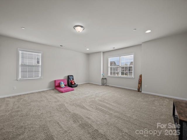 9582 Creighton Rd NW, Concord, NC 28027 - playroom featuring baseboards, carpet flooring, and recessed lighting