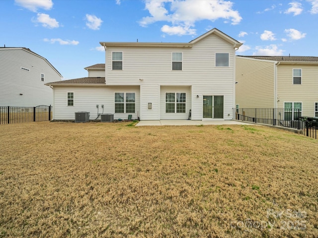 9582 Creighton Rd NW, Concord, NC 28027 - rear view of property featuring a patio, central AC unit, a fenced backyard, and a yard