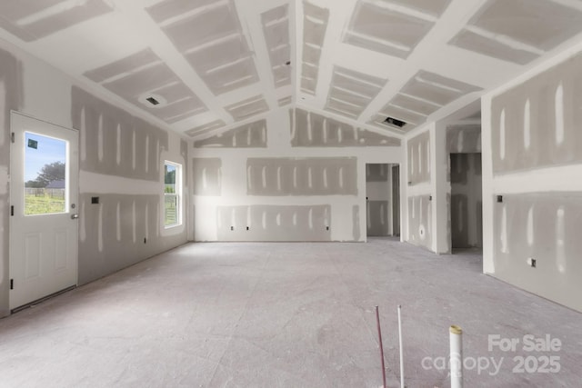 2508 Rock Dam Rd, Lincolnton, NC 28092 - unfurnished living room featuring vaulted ceiling